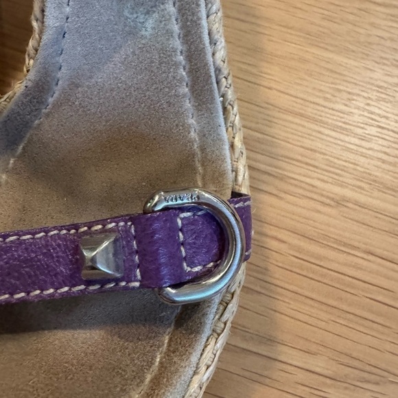 PRADA Purple Rock Stud Accent Leather Espadrille Platform Sandals Size 36.5 VGUC - Picture 8 of 12